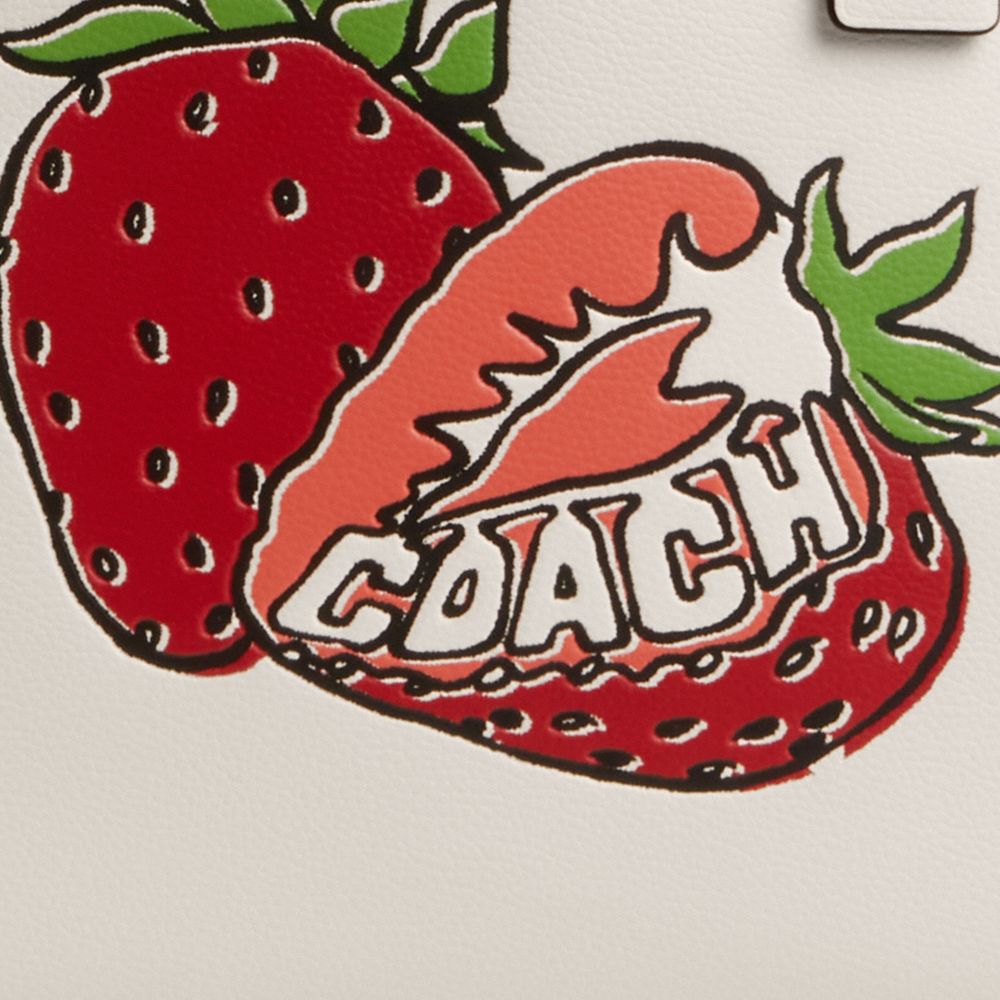 COACH®,City Tote Bag With Strawberry Graphic,Leather,Tote,Casual,Cream,Closer View