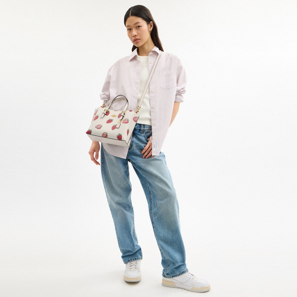 COACH®,Mollie Tote Bag 25 With Strawberry Print,White