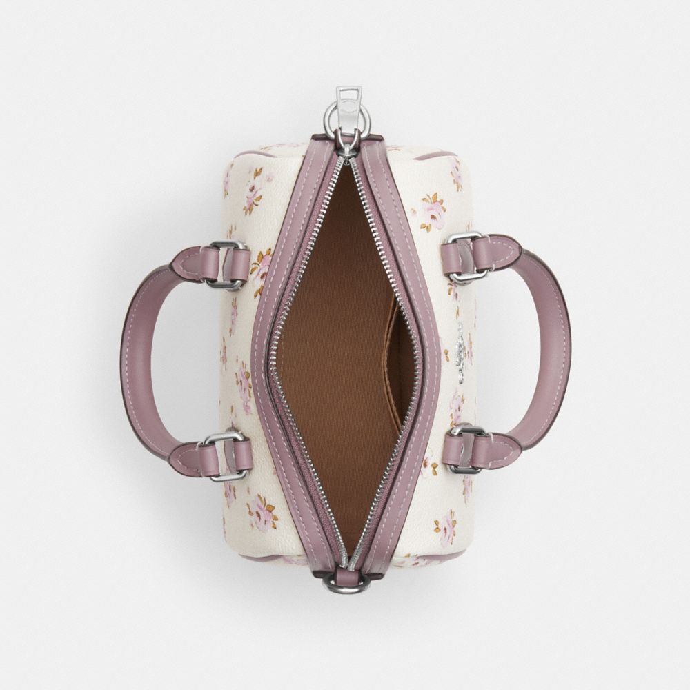 COACH®,MINI SAC BANDOULIÈRE ROWAN AVEC MOTIF FLEURI,Argent/Craie multi,Inside View,Top View