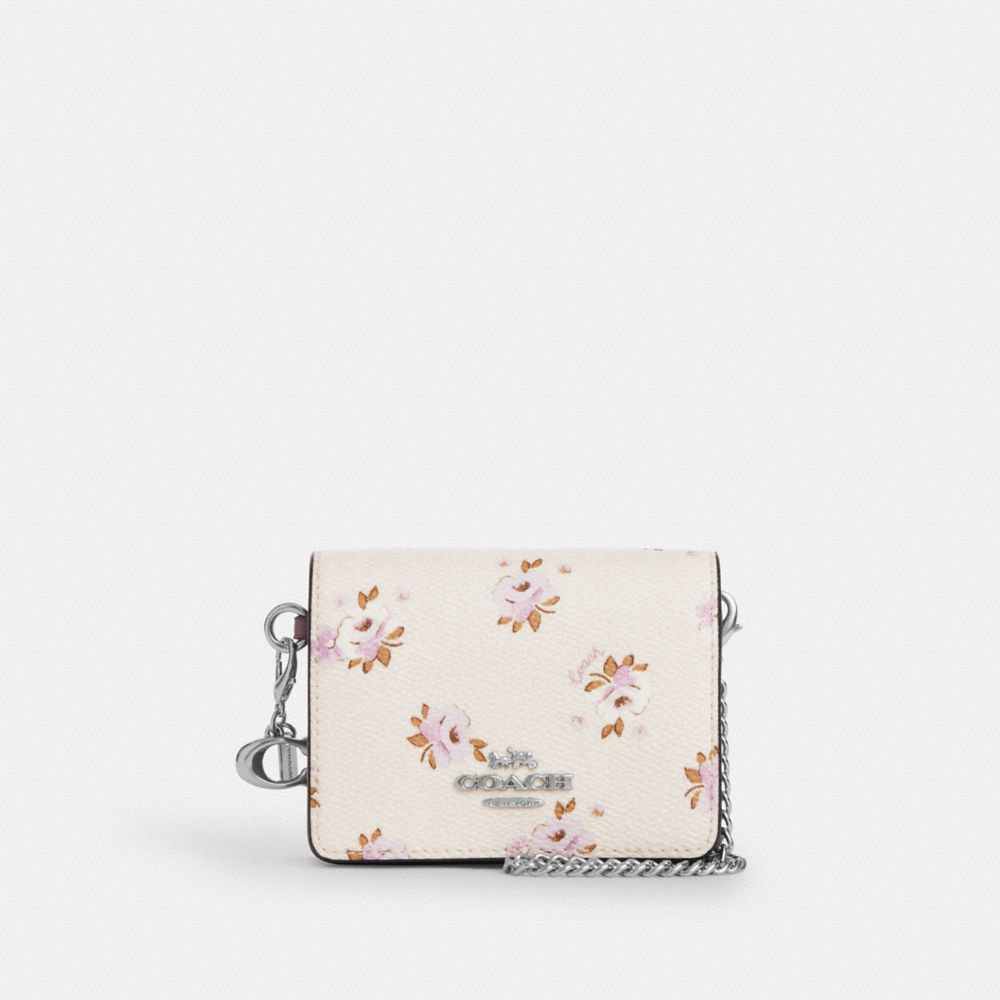 COACH®,Boxed Mini Wallet On A Chain With Floral Print,,Front View