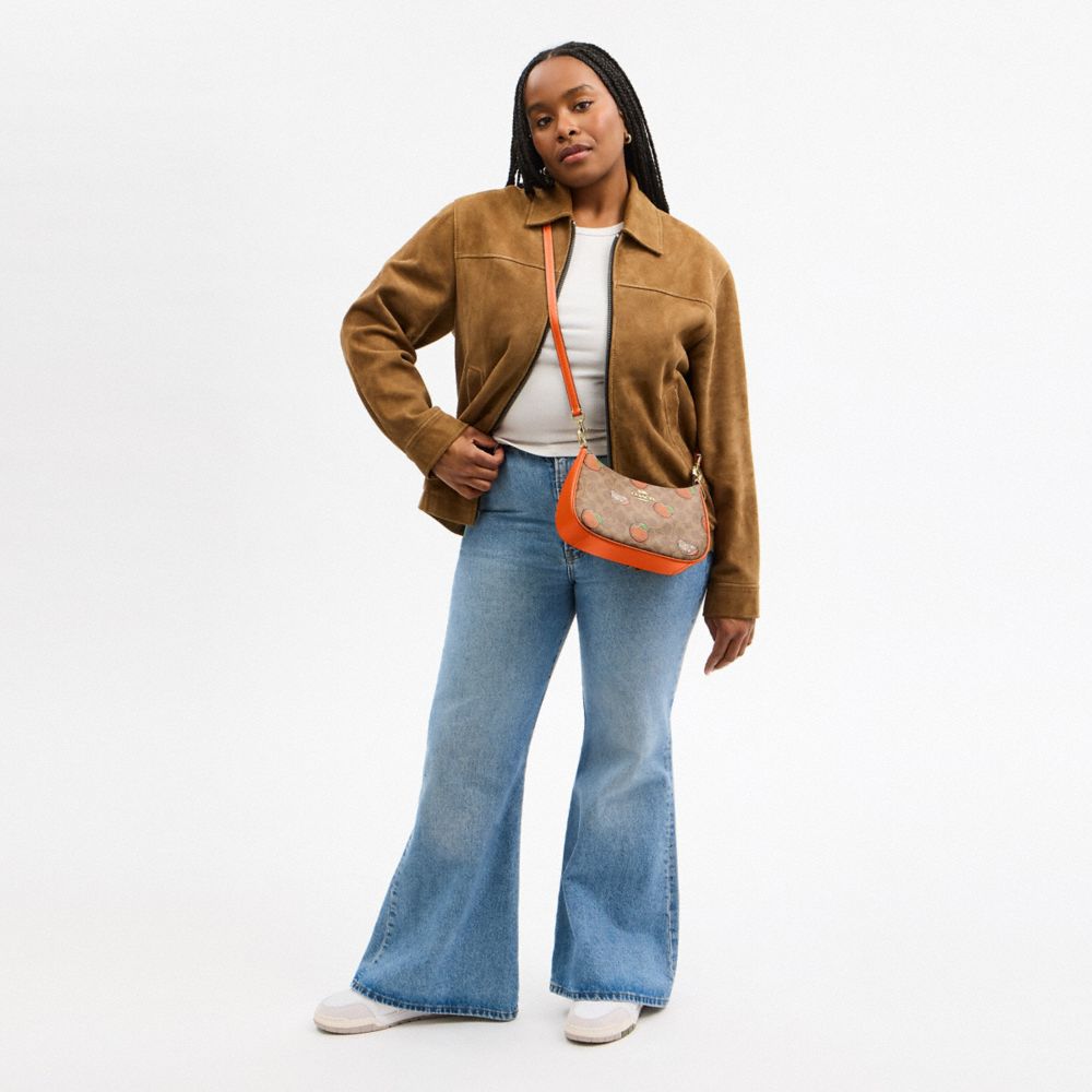 COACH®,Teri Shoulder Bag In Signature Canvas With Orange Print,