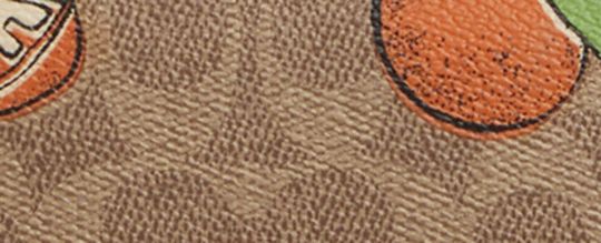 COACH®,Teri Shoulder Bag In Signature Canvas With Orange Print,Canvas,Shoulder Bag,Metal,Chain Detail,Color Block,Gold Met...,Brown