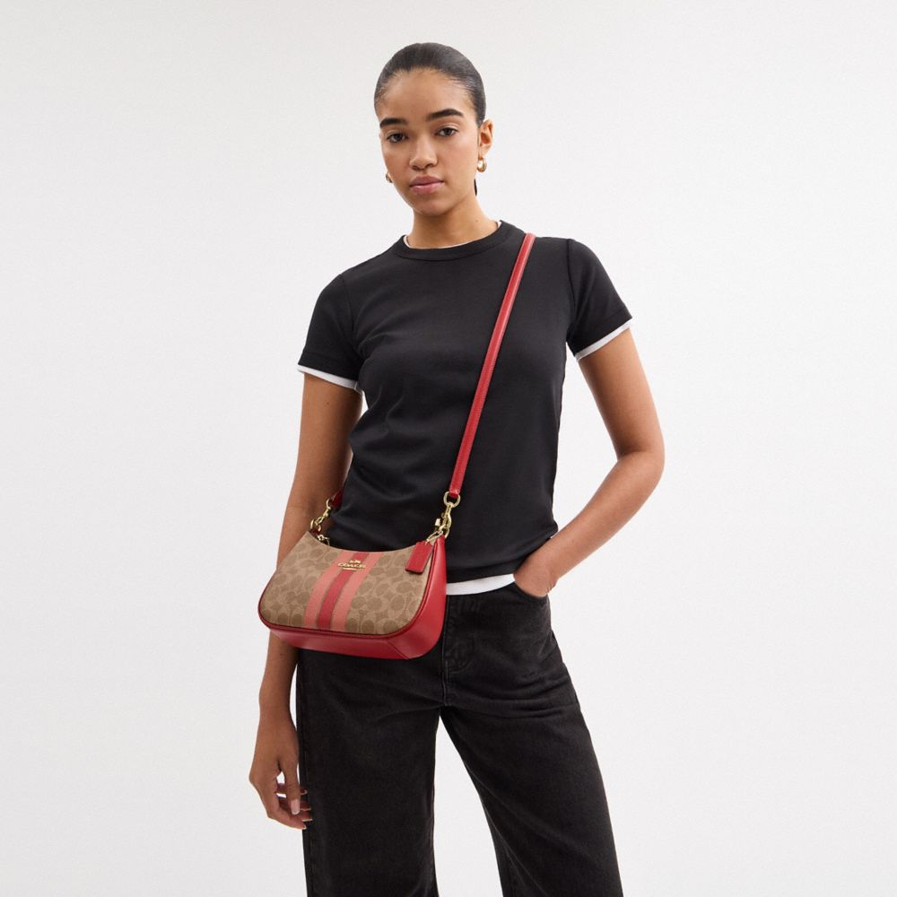 COACH®,Teri Shoulder Bag In Signature Canvas With Stripe,