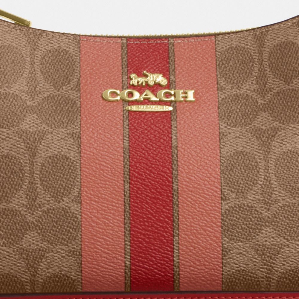 COACH®,Teri Shoulder Bag In Signature Canvas With Stripe,,Closer View