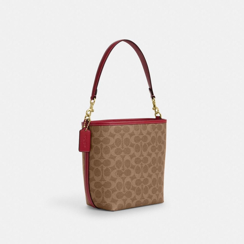 COACH®,シティ バケット バッグ・シグネチャー キャンバス,ショルダーバッグ,ﾀﾝ ﾏﾙﾁ