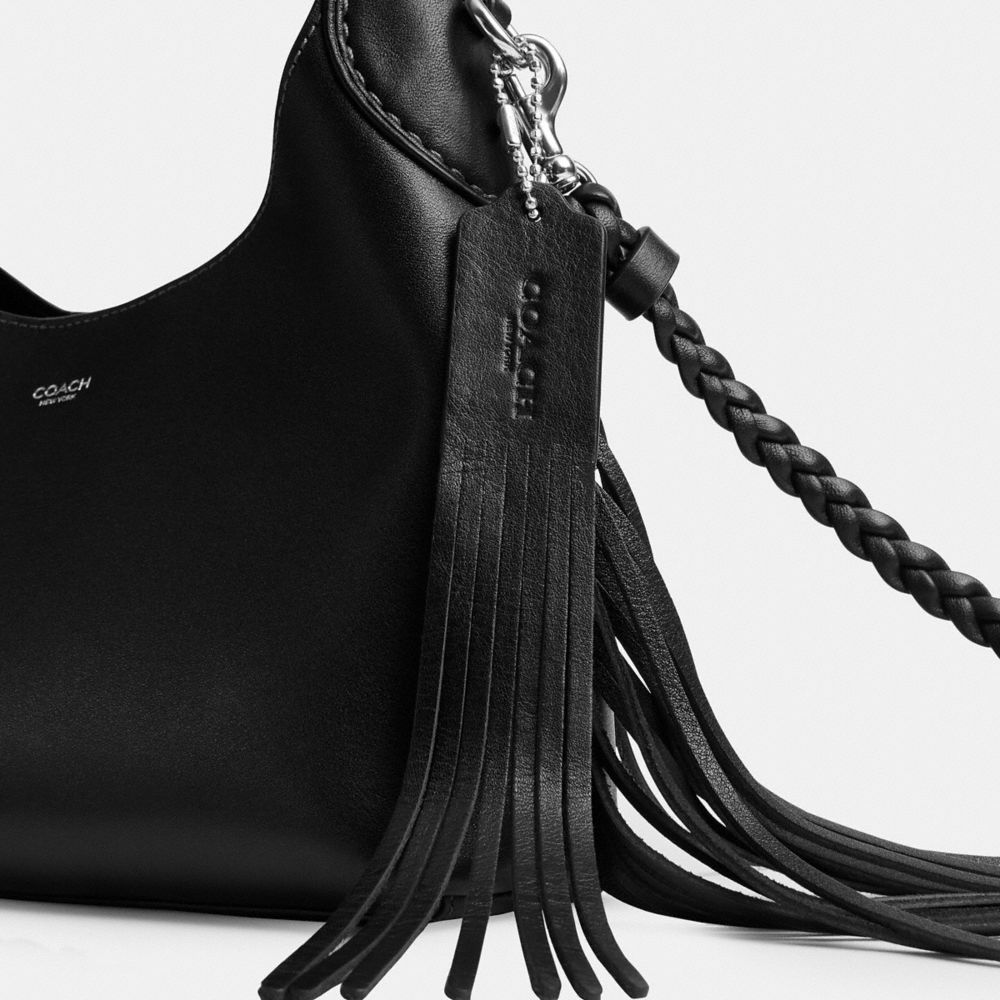 COACH®,Brooklyn Shoulder Bag 23 With Fringe,Black,Closer View