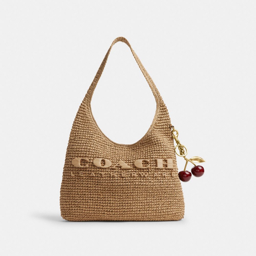 COACH®,Brooklyn Shoulder Bag 28,Beige,Angle View