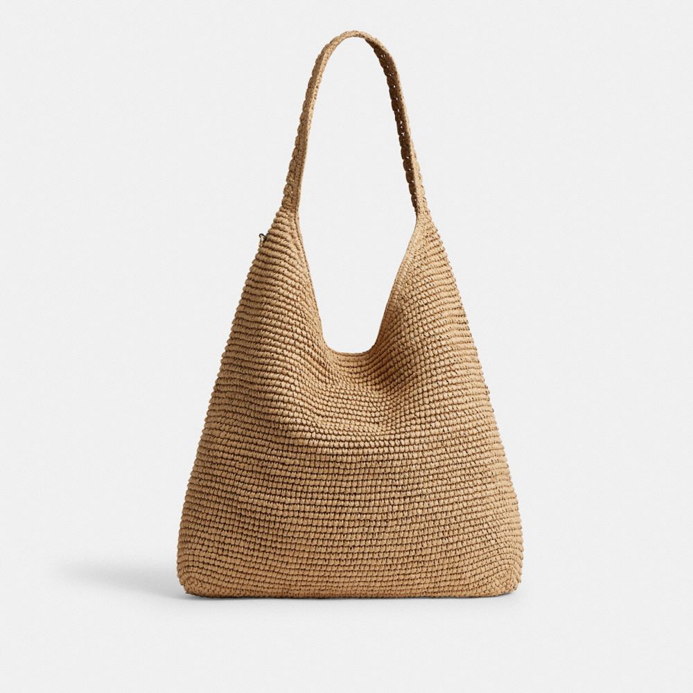 COACH®,SAC ÉPAULE BROOKLYN 39,Laiton/Naturel,Back View