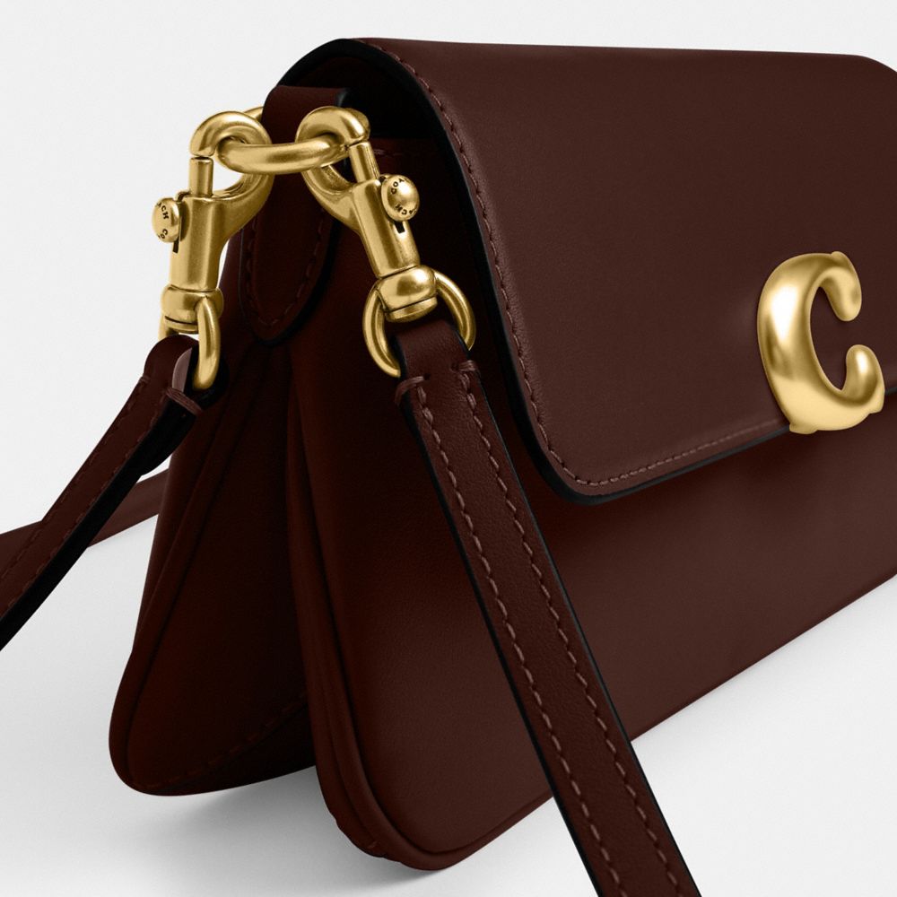 Coach Jet Monogram Calfskin Leather And Fabric Shoulder Bag With Removable Strap In Brown