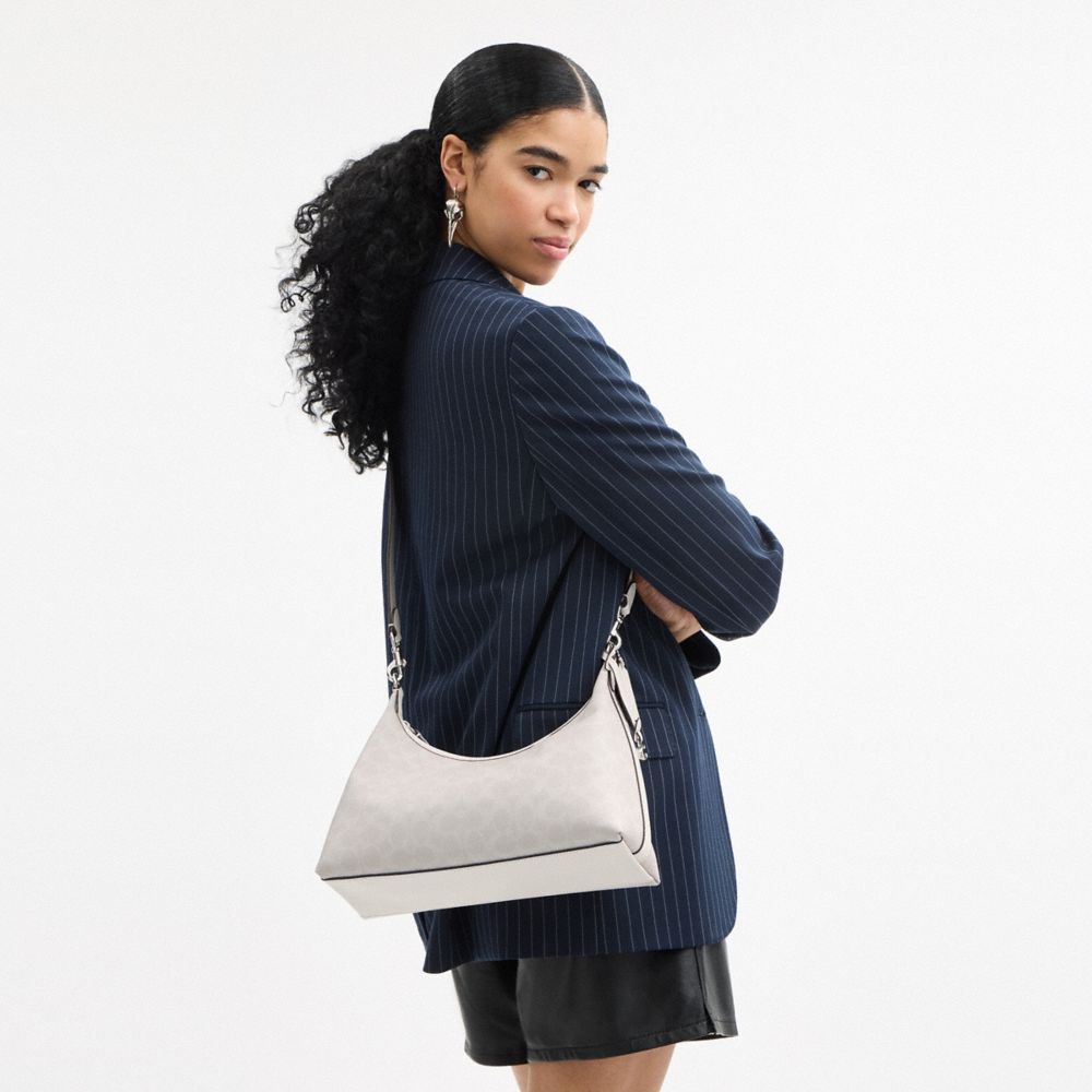 Coach Juliet Shoulder Bag In Signature Canvas In Silver/white Chalk