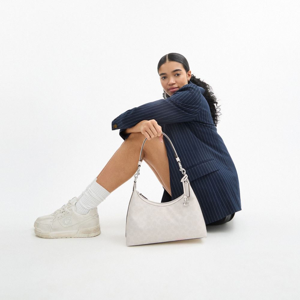 Coach Juliet Shoulder Bag In Signature Canvas In Silver/white Chalk
