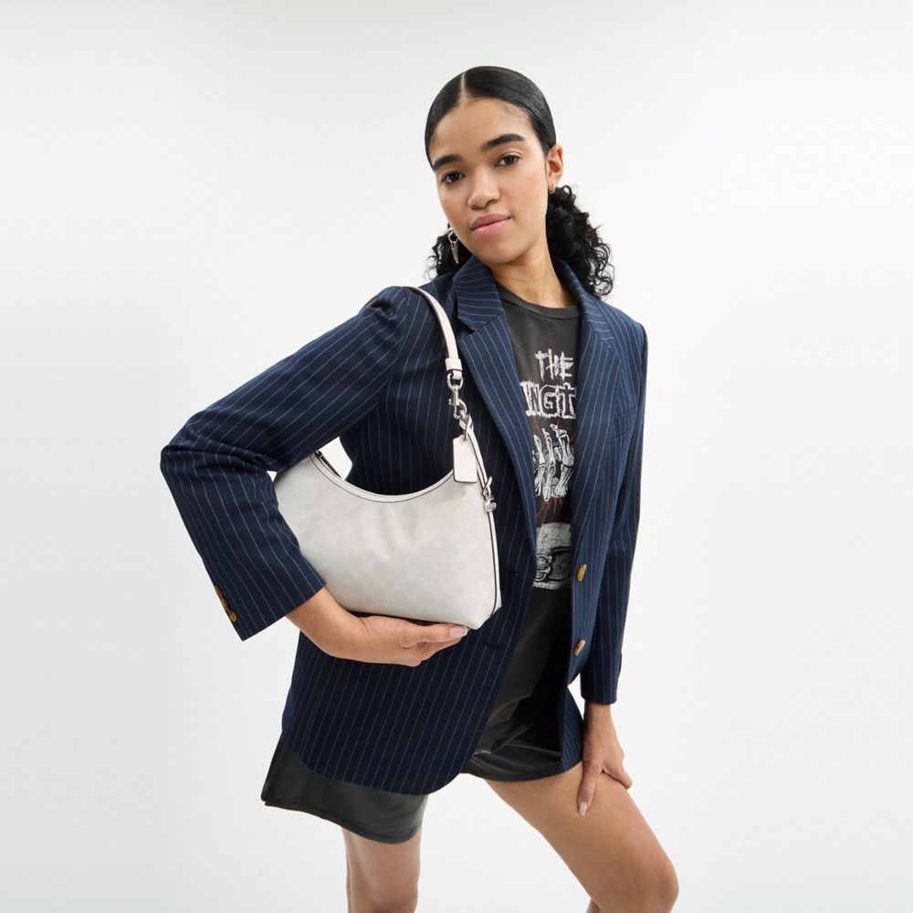 Coach Juliet Shoulder Bag In Signature Canvas In Silver/white Chalk