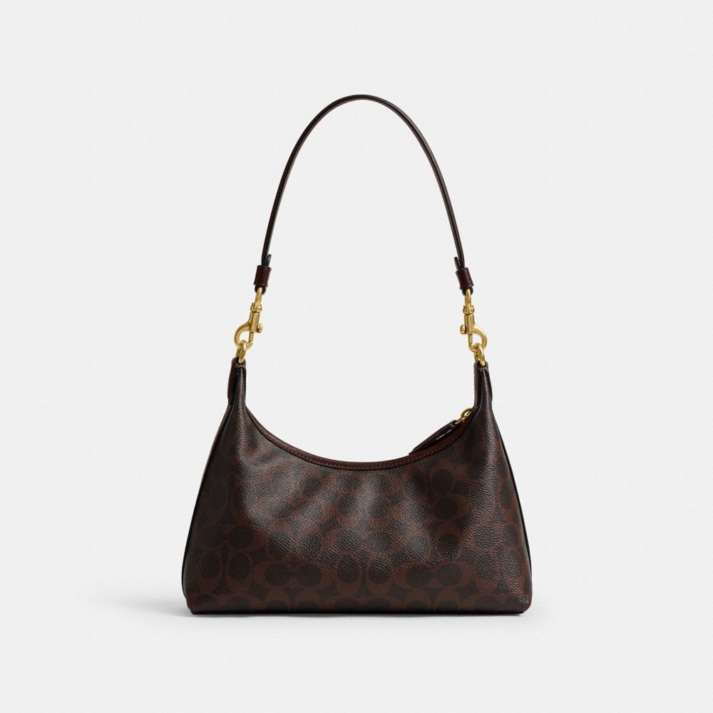 COACH®,Juliet Shoulder Bag 25 In Signature Canvas,Canvas,Calfskin Leather,Shoulder Bag,Metal,Silver Metal,Day Party,,Back View