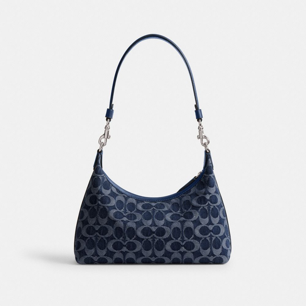 COACH®,Juliet Shoulder Bag 25 In Signature Denim,Navy,Back View