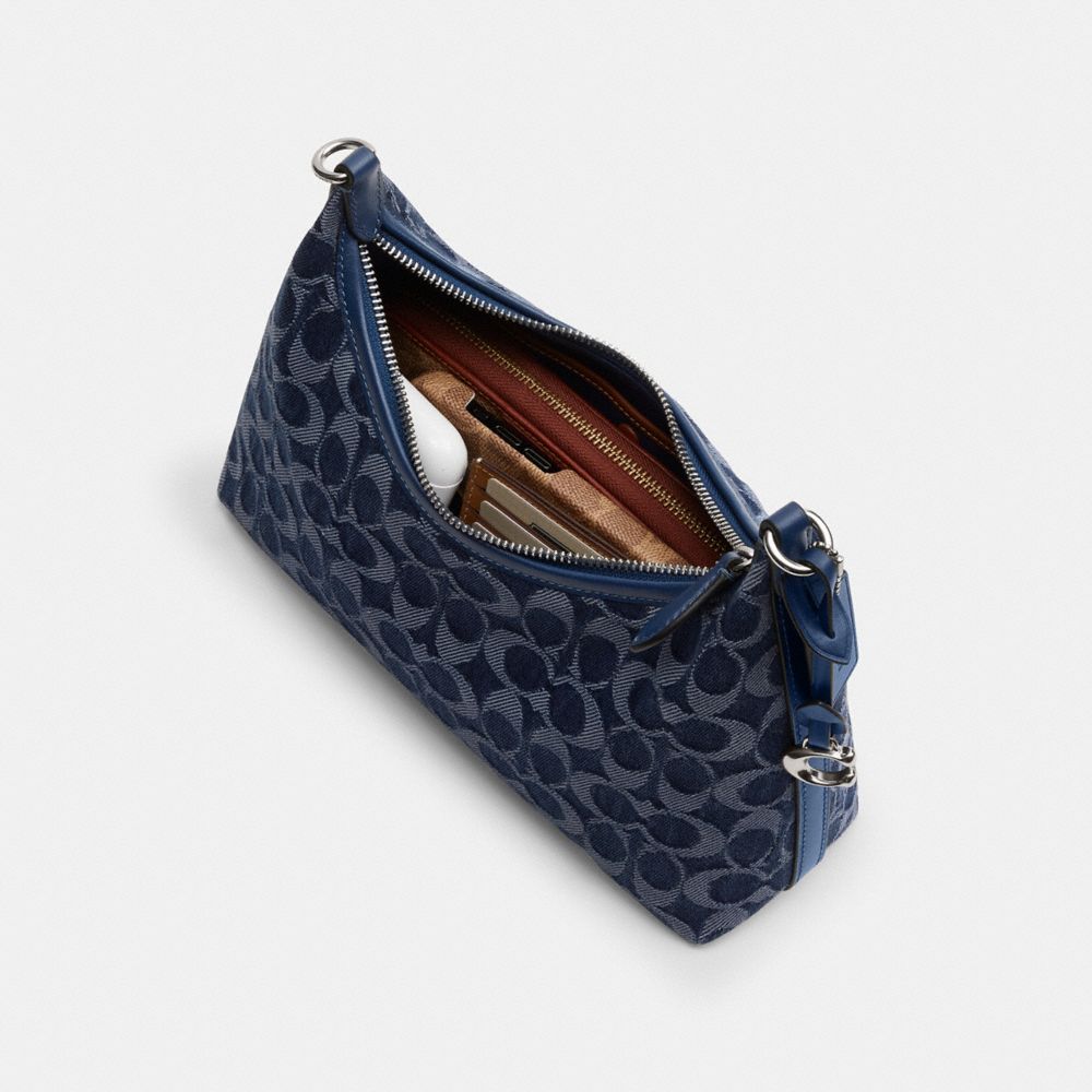 COACH®,Juliet Shoulder Bag 25 In Signature Denim,Navy,Inside View,Top View