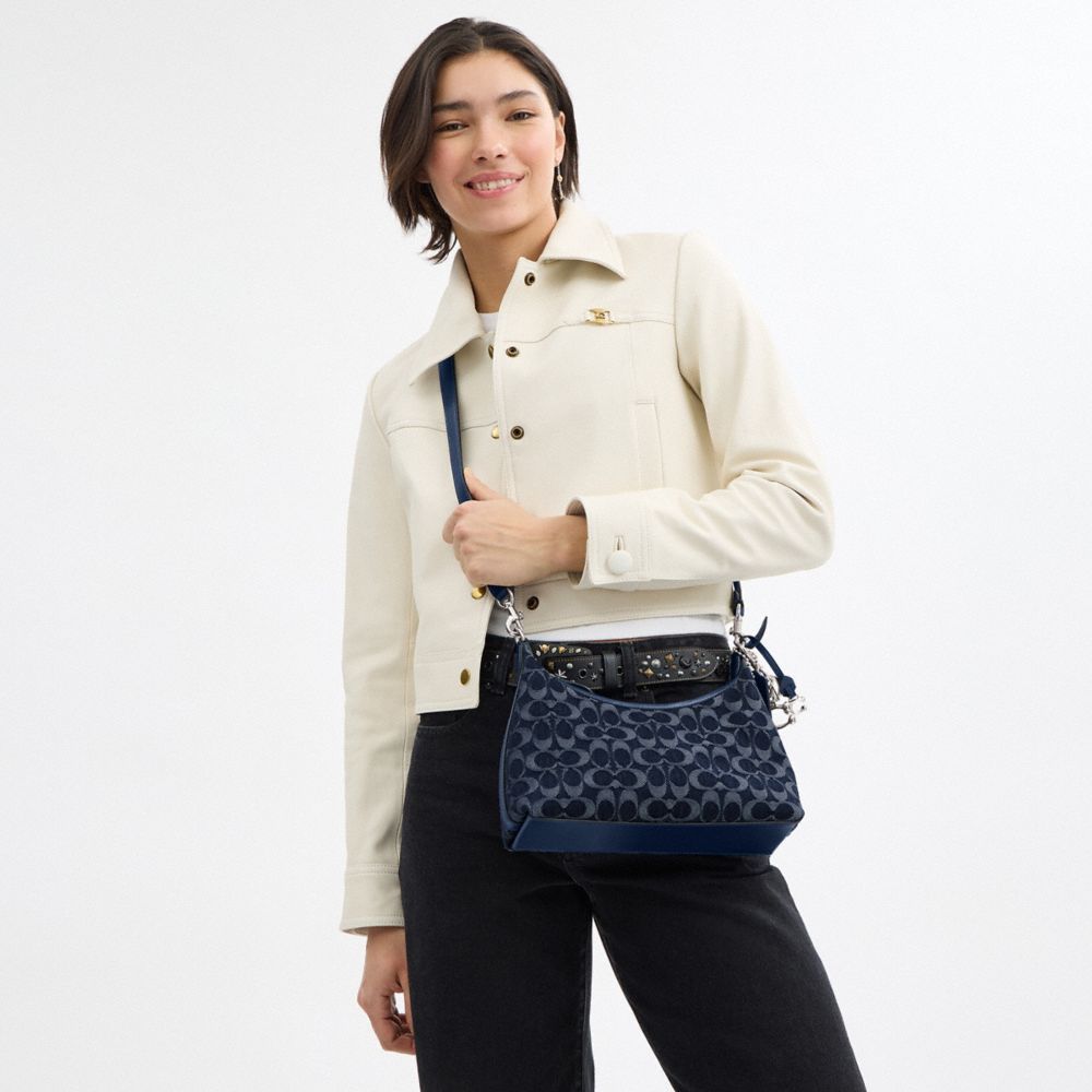 COACH®,Juliet Shoulder Bag 25 In Signature Denim,Navy