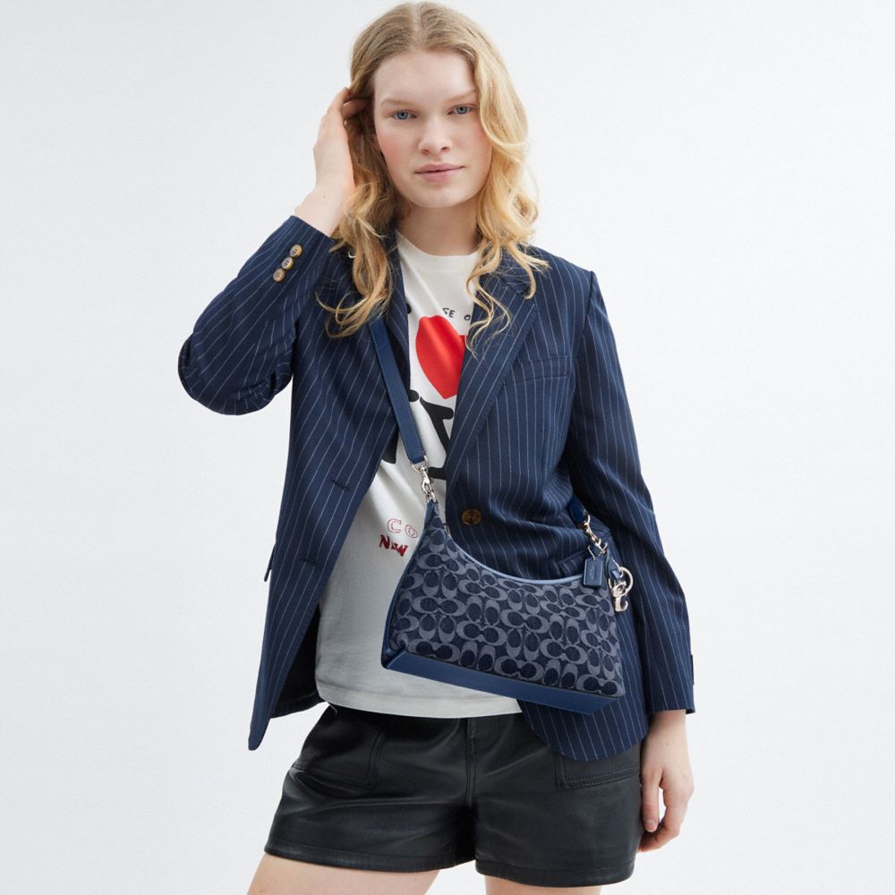 COACH®,Juliet Shoulder Bag 25 In Signature Denim,Navy