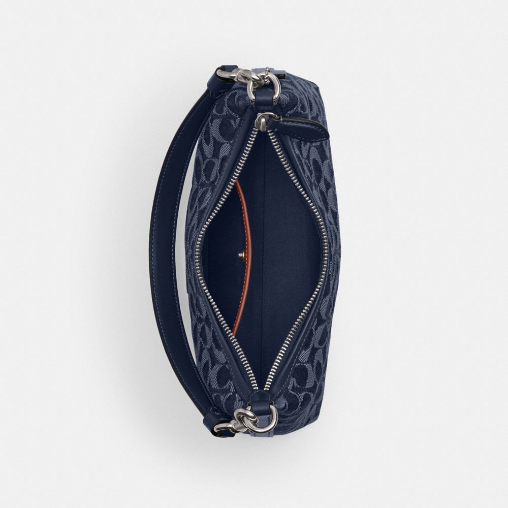 COACH®,Juliet Shoulder Bag 25 In Signature Denim,Navy,Inside View,Top View