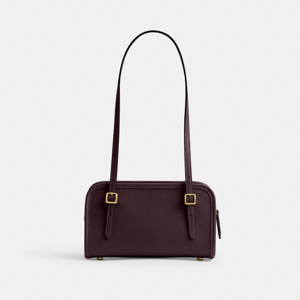 COACH®,Swing Zip Bag 20,Leather,Shoulder Bag,Adjustable,Brass,Casual,Purple,Back View