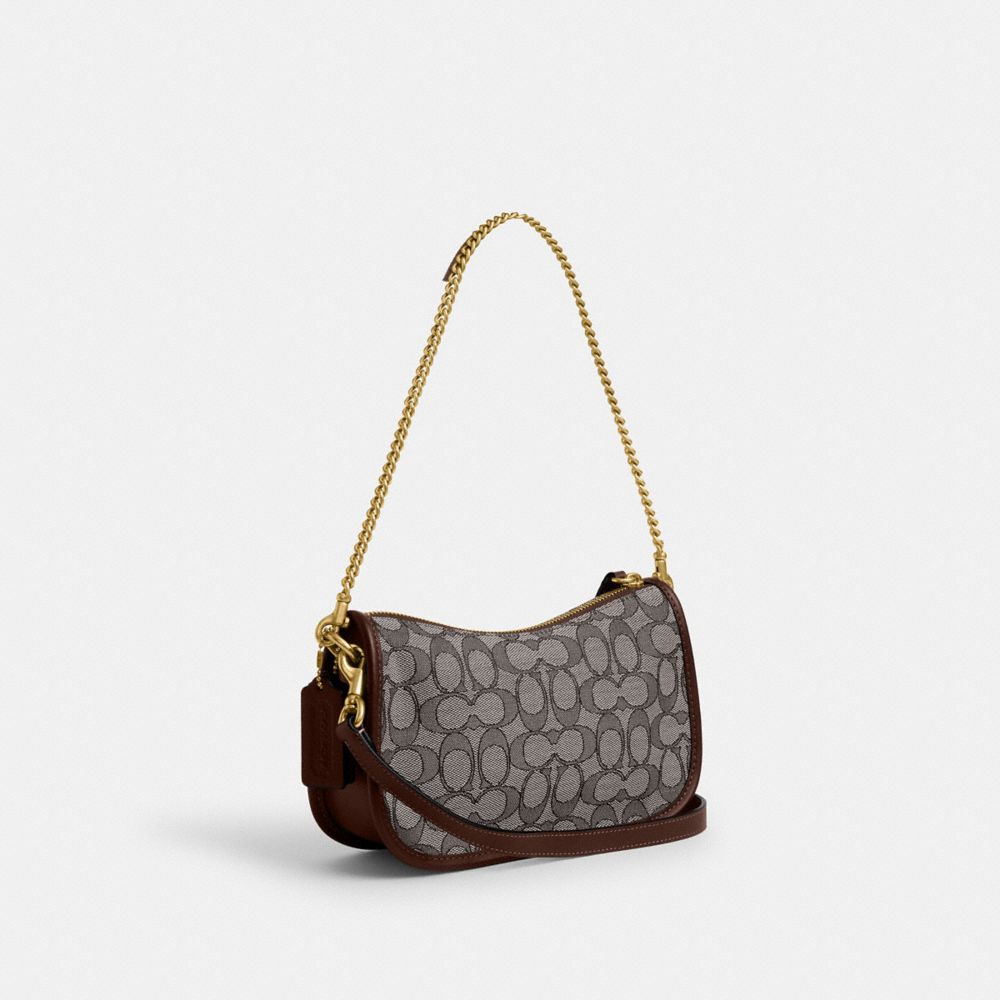 COACH®,Swinger Bag In Signature Jacquard,,Angle View