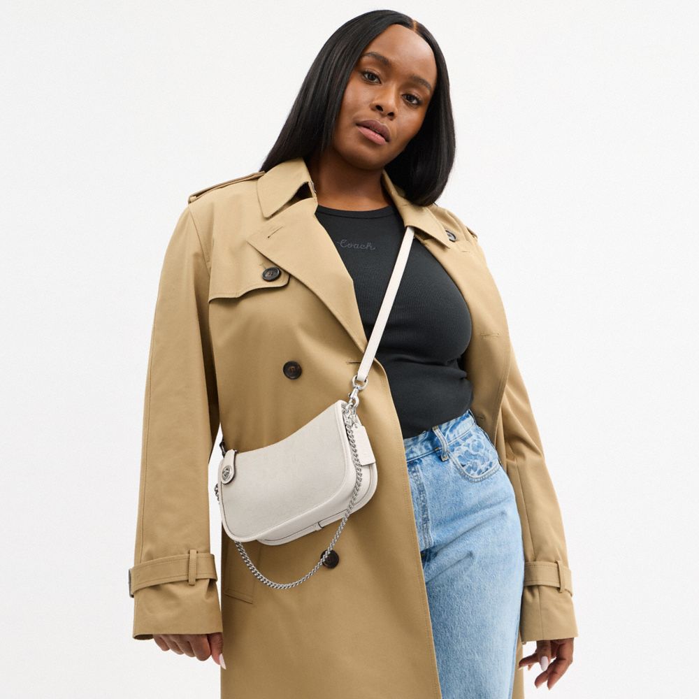 COACH®,Swinger Bag In Signature Jacquard,Cotton,Recycled Polyester,Shoulder Bag,Piping,Adjustable,Brass,Day Party,Casual,