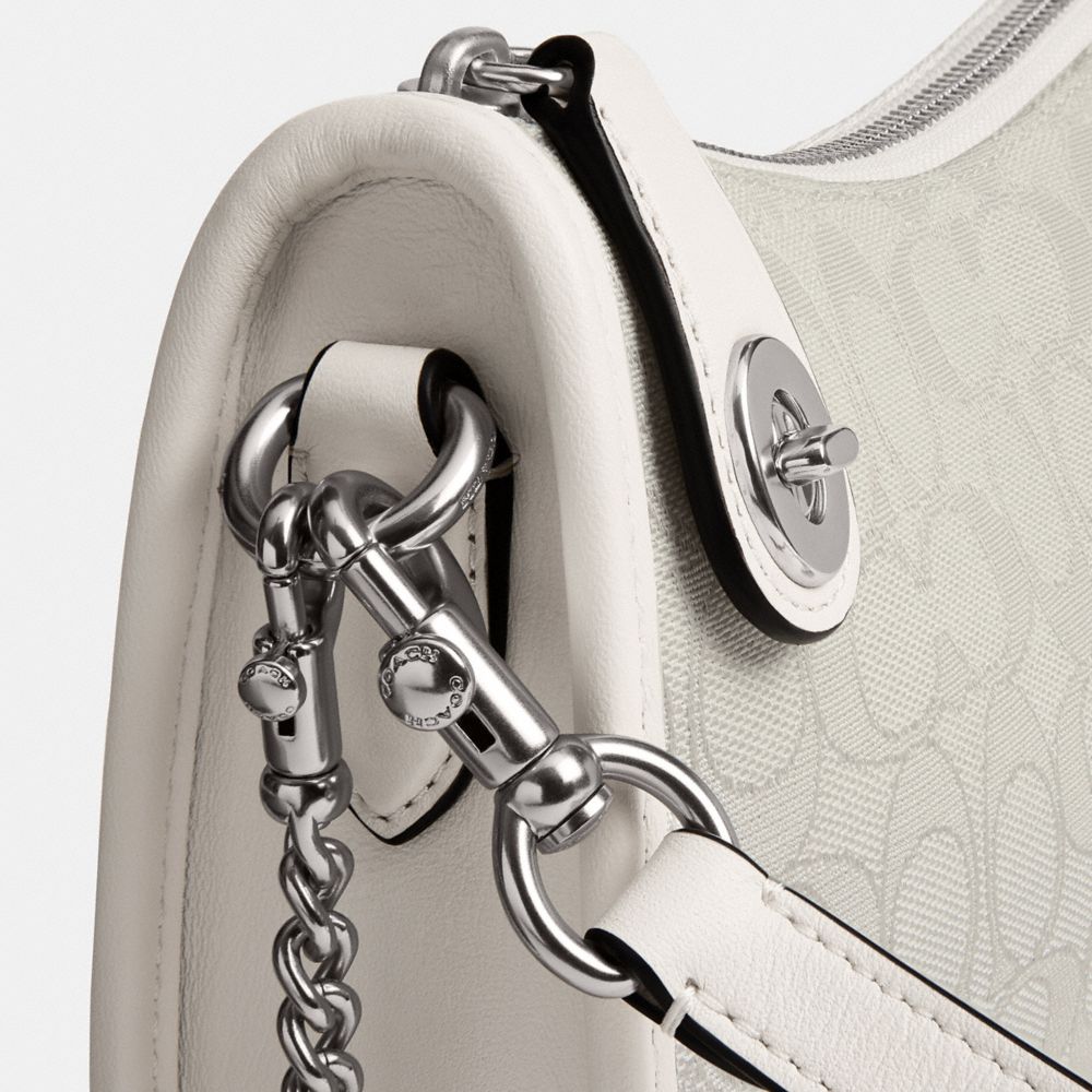 COACH®,Swinger Bag In Signature Jacquard,Cotton,Recycled Polyester,Shoulder Bag,Piping,Adjustable,Brass,Day Party,Casual,,Closer View