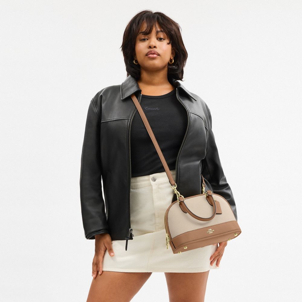 COACH®,Sabrina Satchel Bag In Colorblock,Beige
