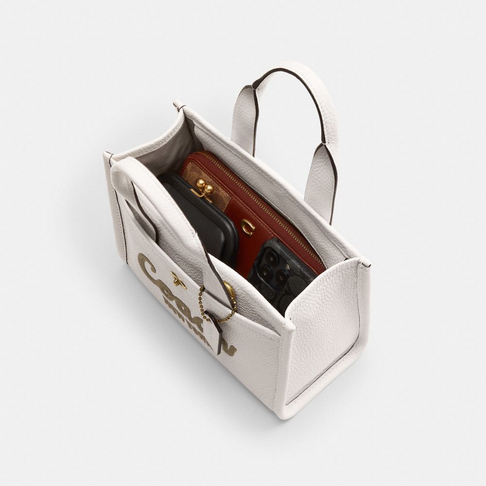 COACH®,Cargo Tote Bag 26,Recycled Polyester,Leather,Tote,Brass,Casual,White,Inside View,Top View