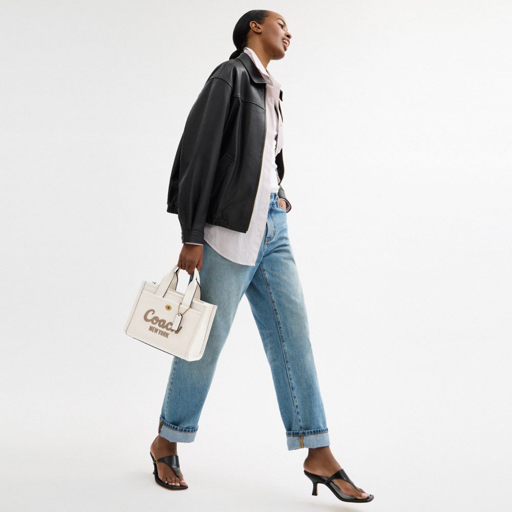 COACH®,Cargo Tote Bag 26,Recycled Polyester,Leather,Tote,Brass,Casual,White,Detail View