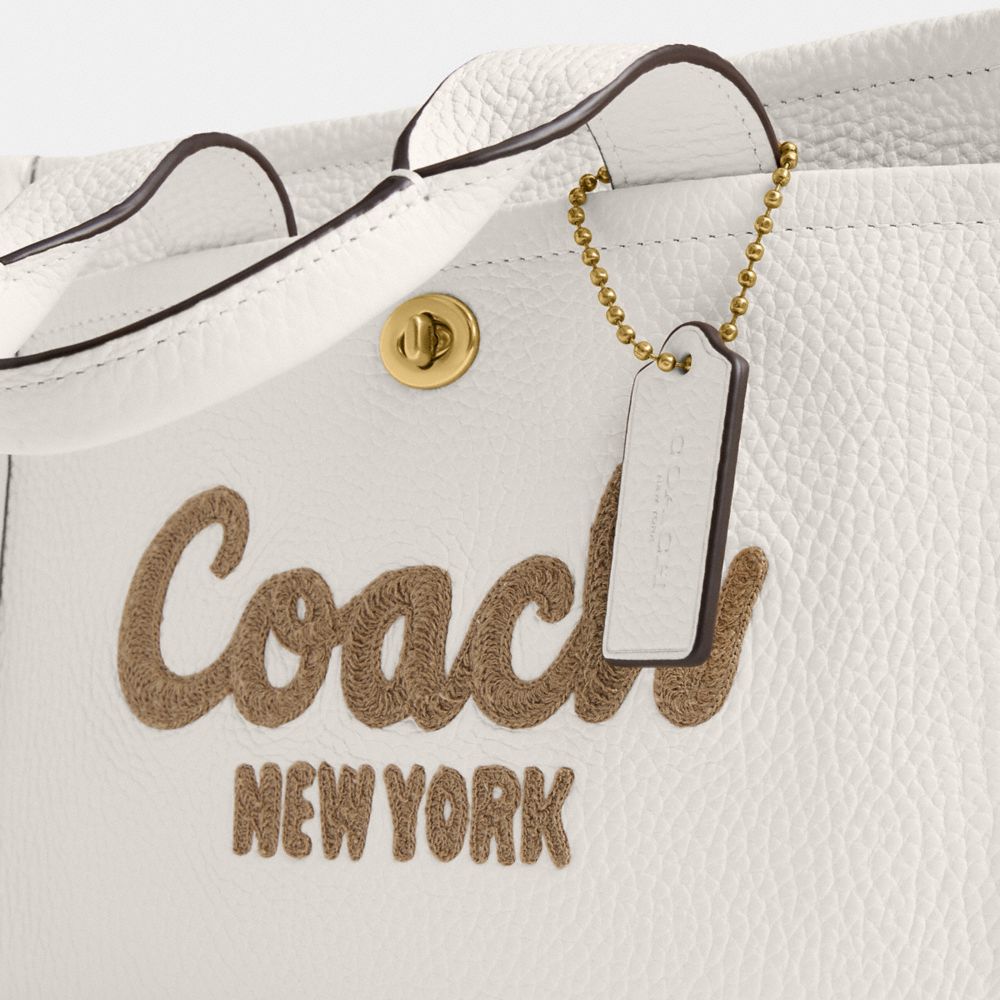 COACH®,Cargo Tote Bag 26,Recycled Polyester,Leather,Tote,Brass,Casual,White,Closer View