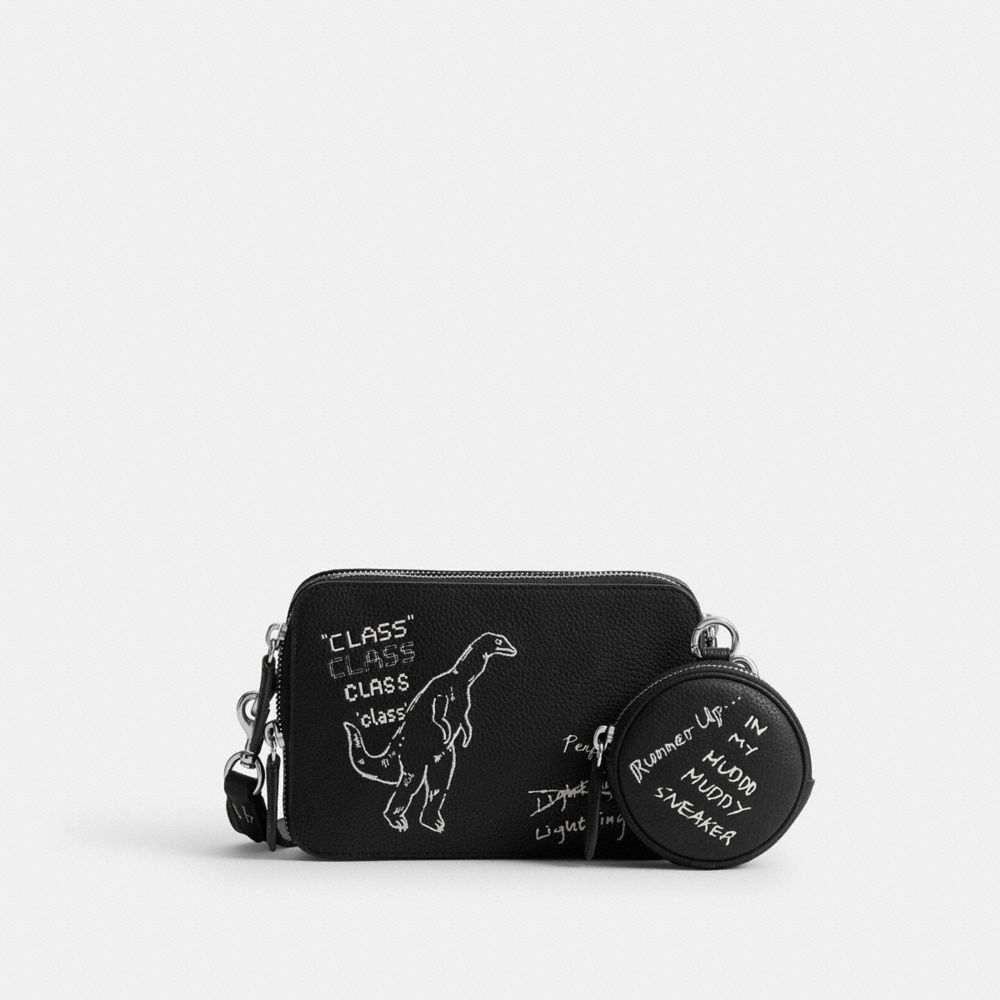 COACH®,Charter Crossbody Bag 19 With Sketch Print,Black,Front View image number 0