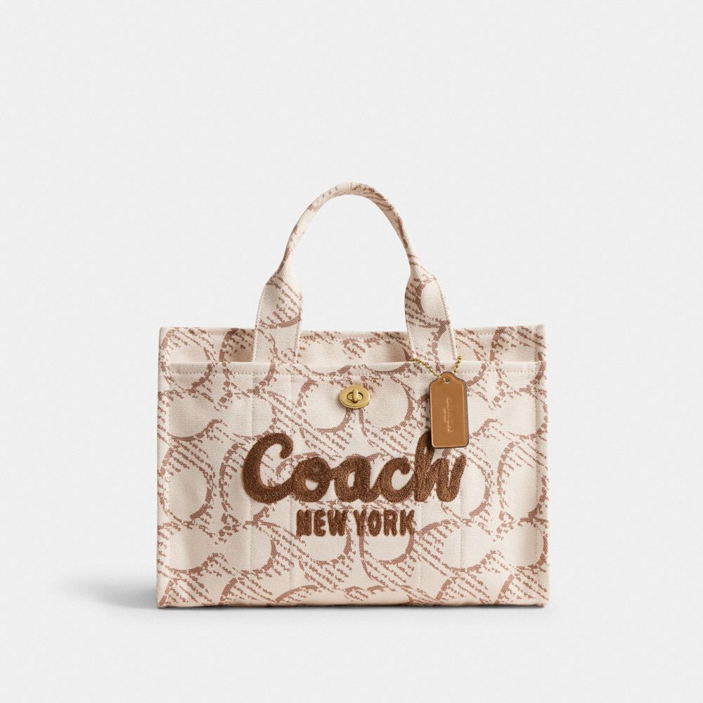 COACH®,Cargo Tote Bag With Signature Canvas,,Front View image number 0