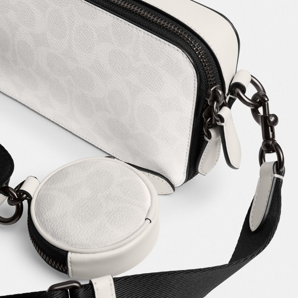 Coach Charter Slim Crossbody Bag In Signature Canvas In White/black Signature