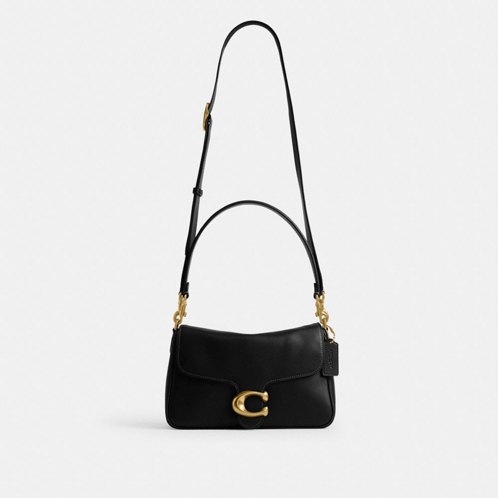 COACH®,Soft Tabby Shoulder Bag,Leather,Shoulder Bag,Metal,Logo,Gold Metal,Day Party,Black