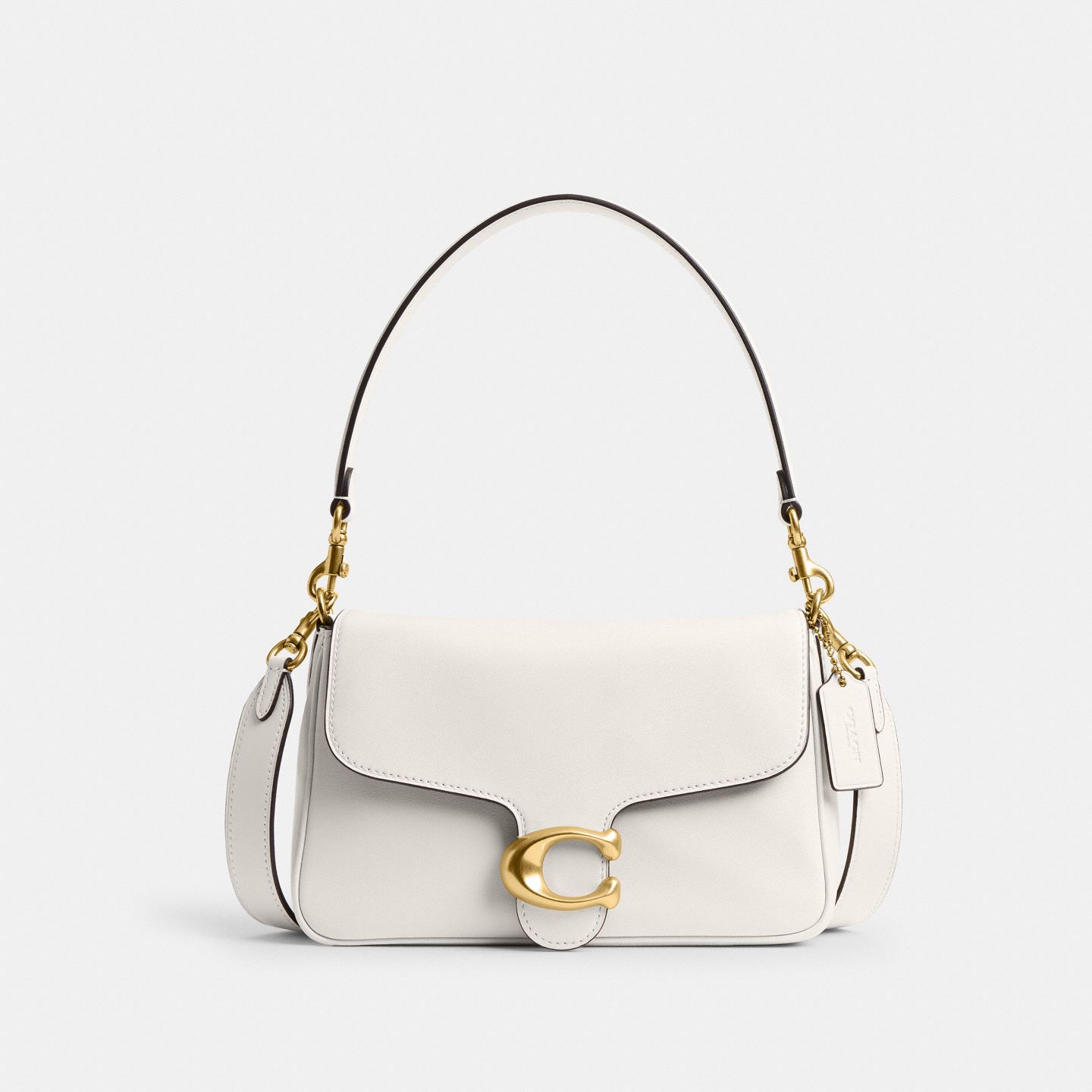 Женская сумка Coach Soft Tabby Shoulder, цвет: Латунный / Меловой — фото 1