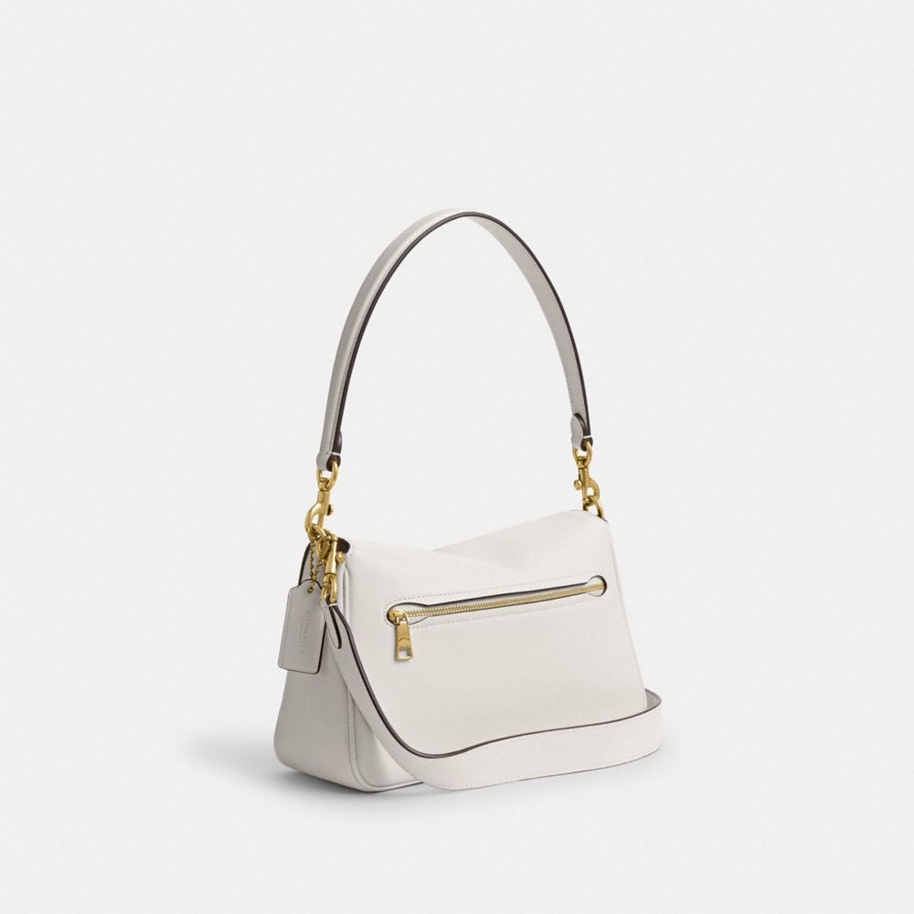 COACH®,Soft Tabby Shoulder Bag,Leather,Shoulder Bag,Logo,Embossed,Metal,Brass,Day Party,White,Angle View