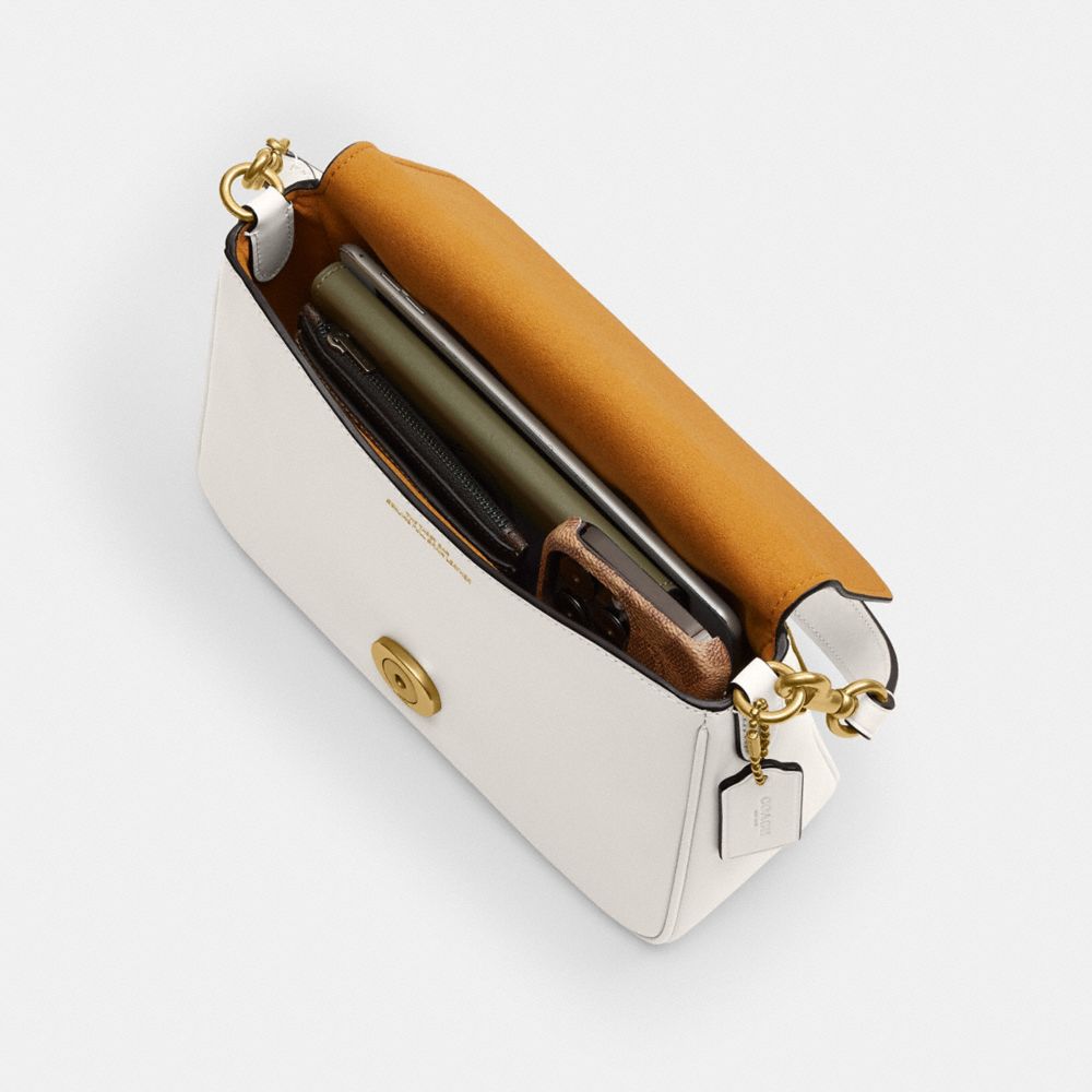 COACH®,Soft Tabby Shoulder Bag,Leather,Shoulder Bag,Logo,Embossed,Metal,Brass,Day Party,White,Inside View,Top View