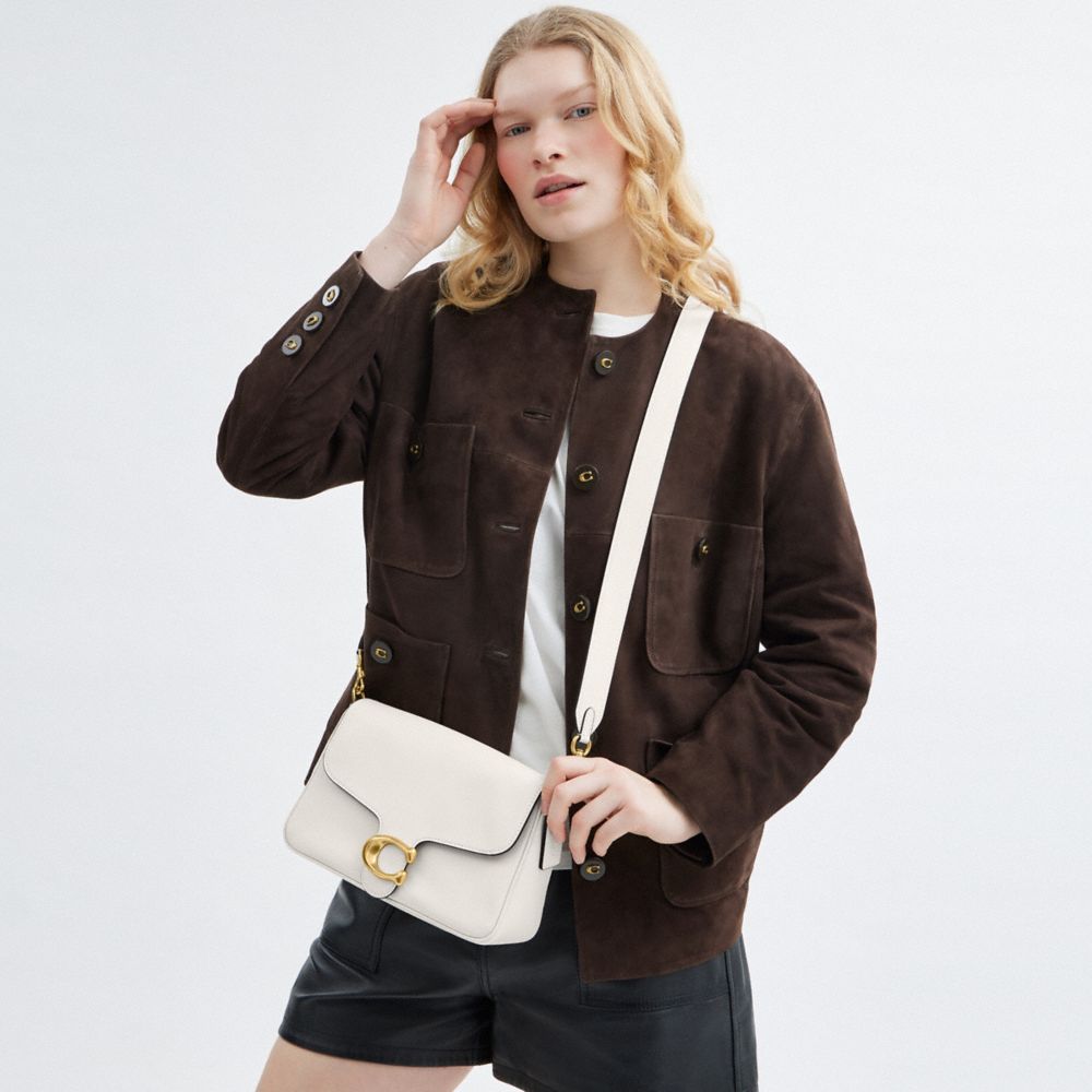 COACH®,Soft Tabby Shoulder Bag,Leather,Shoulder Bag,Logo,Embossed,Metal,Brass,Day Party,White