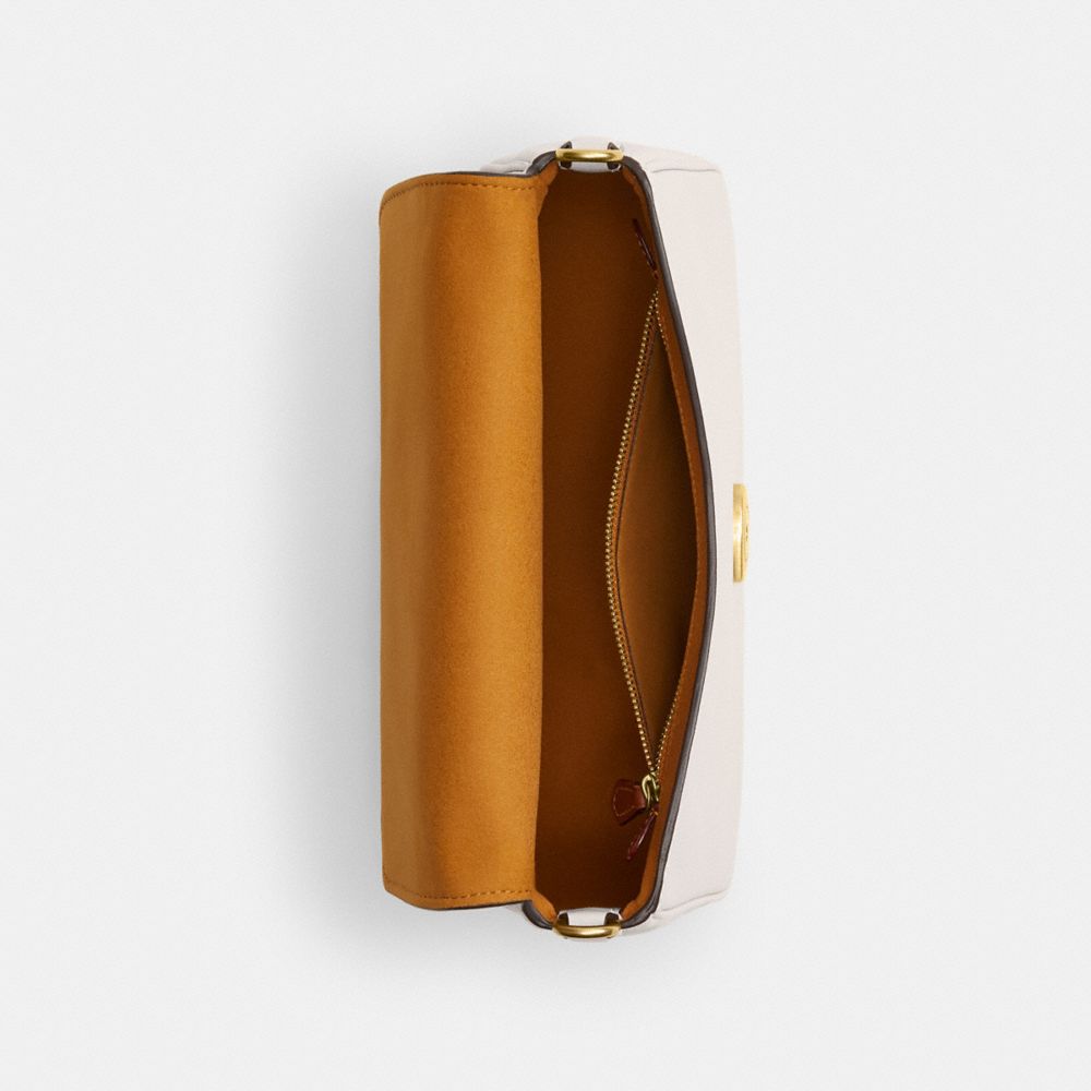 COACH®,Soft Tabby Shoulder Bag,Leather,Shoulder Bag,Logo,Embossed,Metal,Brass,Day Party,White,Inside View,Top View