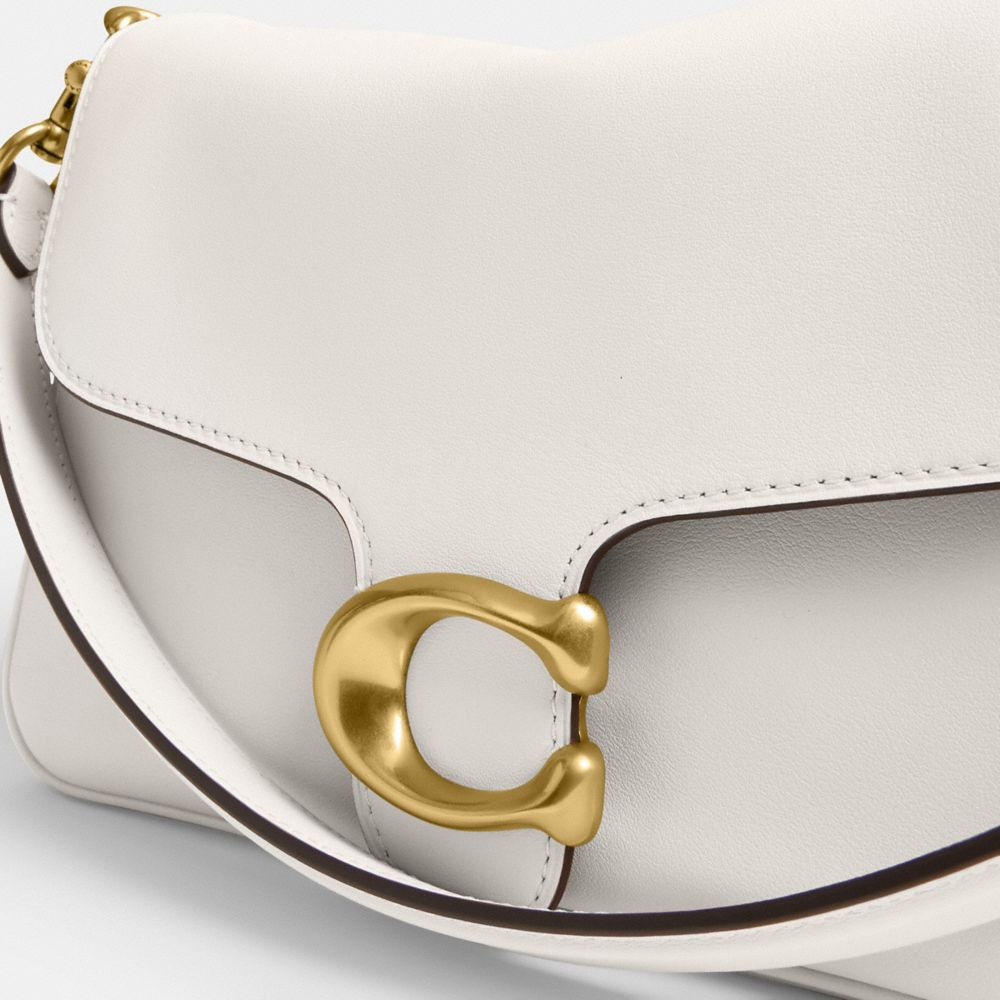 COACH®,Soft Tabby Shoulder Bag,Leather,Shoulder Bag,Logo,Embossed,Metal,Brass,Day Party,White,Closer View