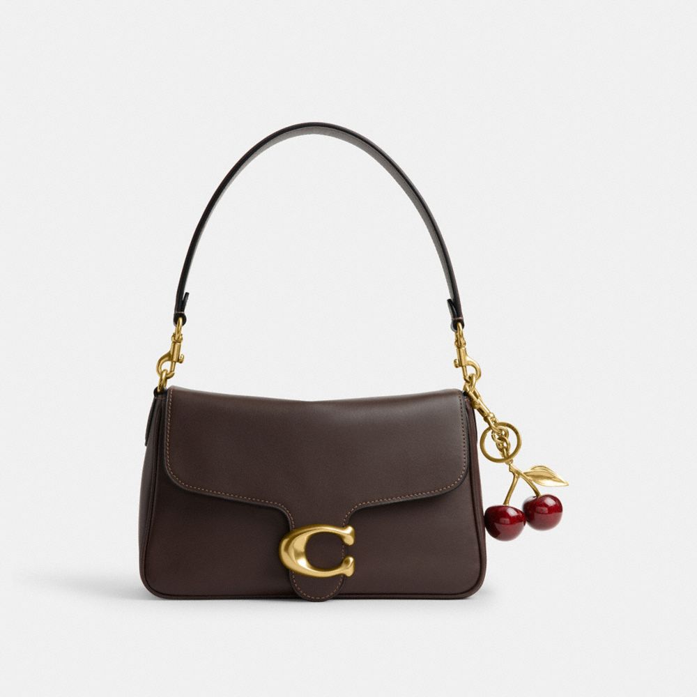 COACH®,Soft Tabby Shoulder Bag,Leather,Shoulder Bag,Metal,Logo,Embossed,Brass,Day Party,Brown,Angle View