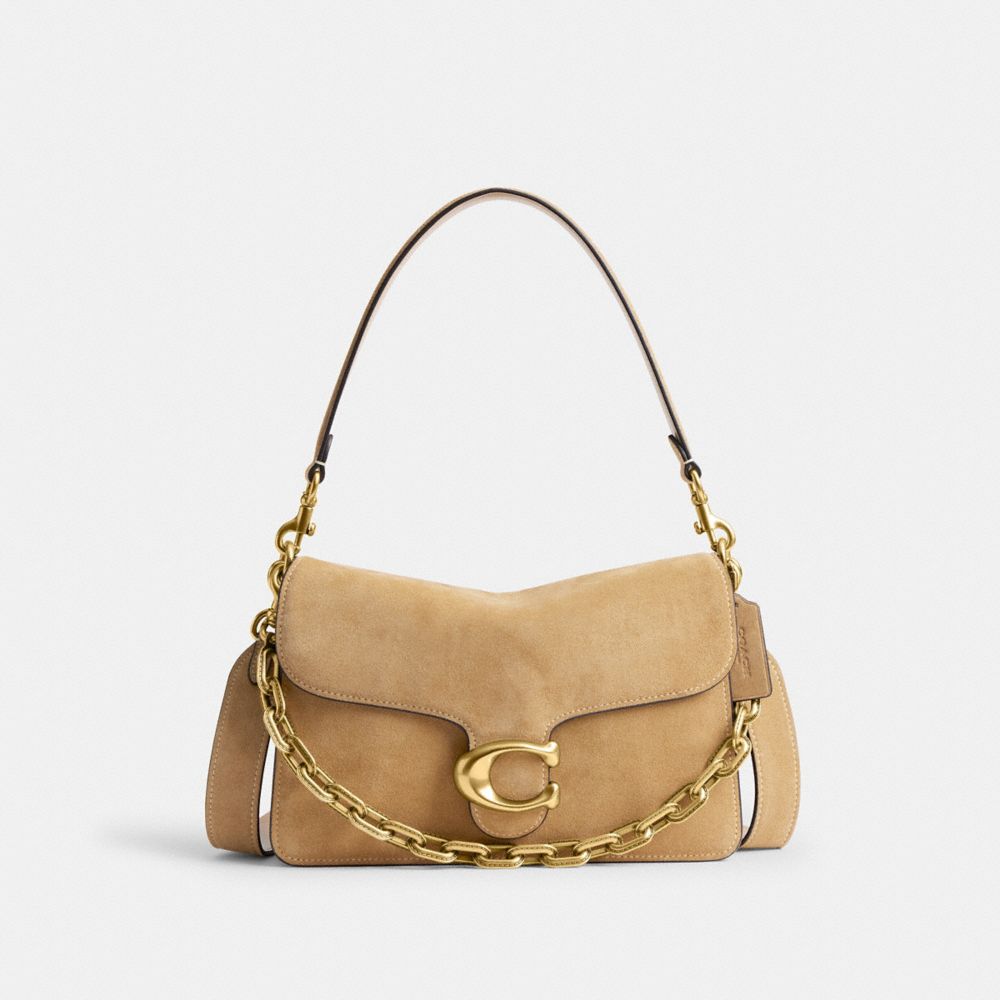 COACH®,Chain Tabby Shoulder Bag,Beige,Front View image number 0