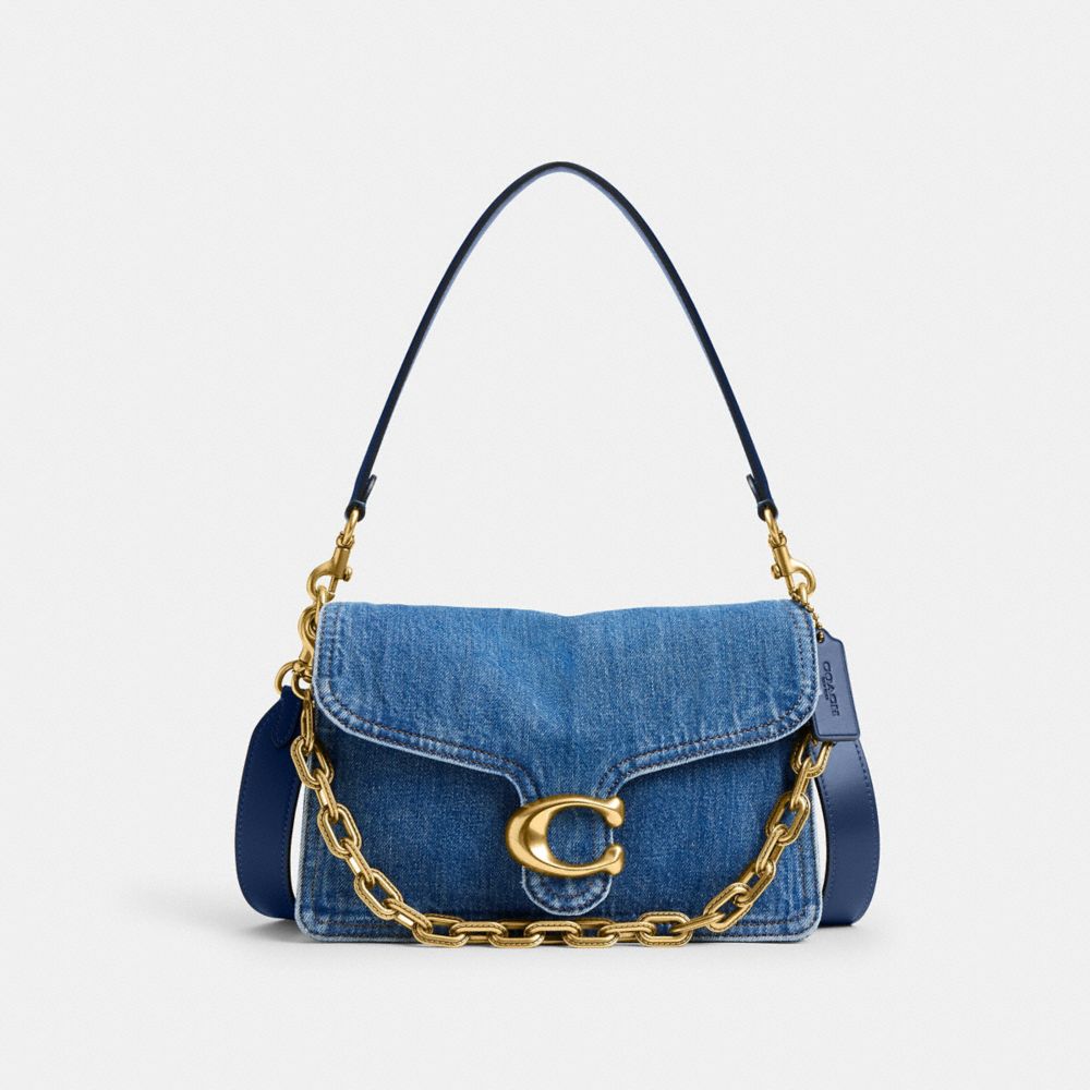 COACH®,Chain Tabby Shoulder Bag,Blue,Front View