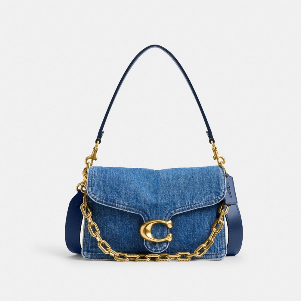 Coach Chain Tabby Shoulder Bag In Brass/deep Blue