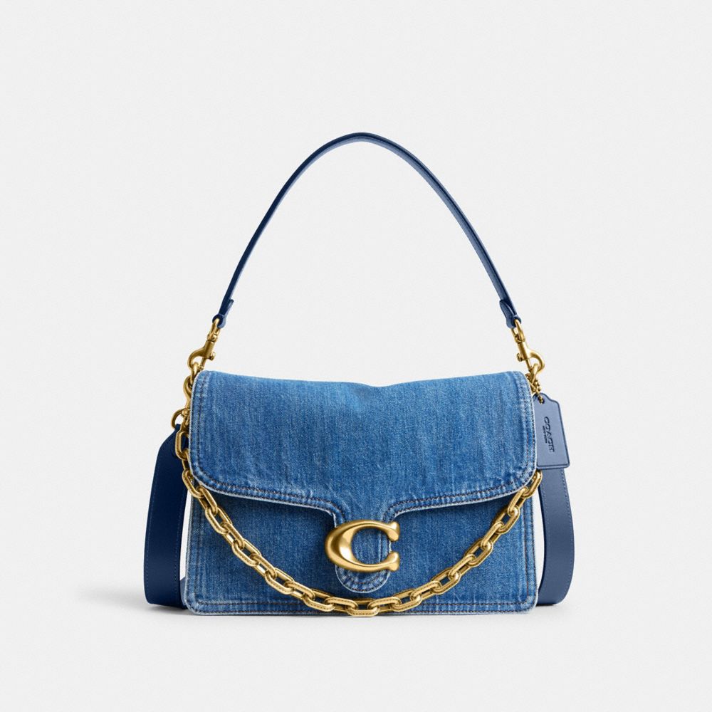 COACH®,SAC ÉPAULE AVEC CHAÎNE TABBY 30,Denim,Laiton/Bleu Profond,Front View