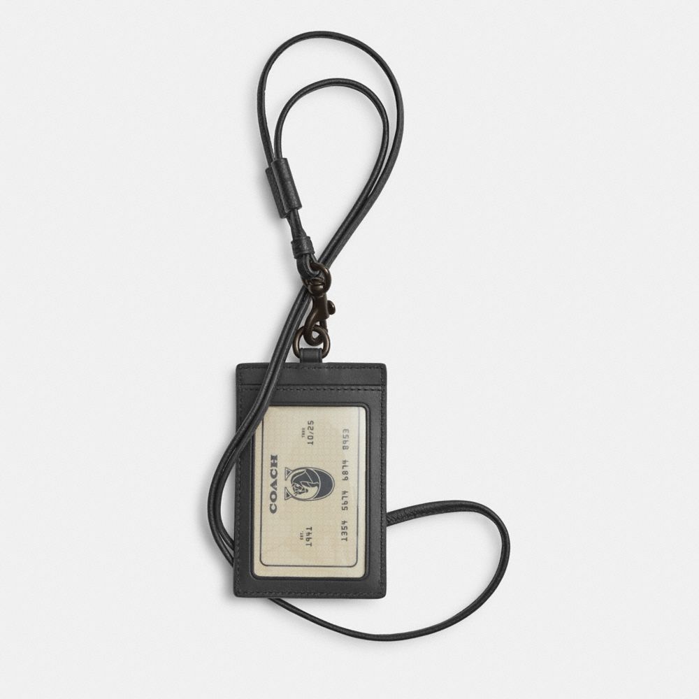 Coach Id Lanyard In Signature Denim In Charcoal