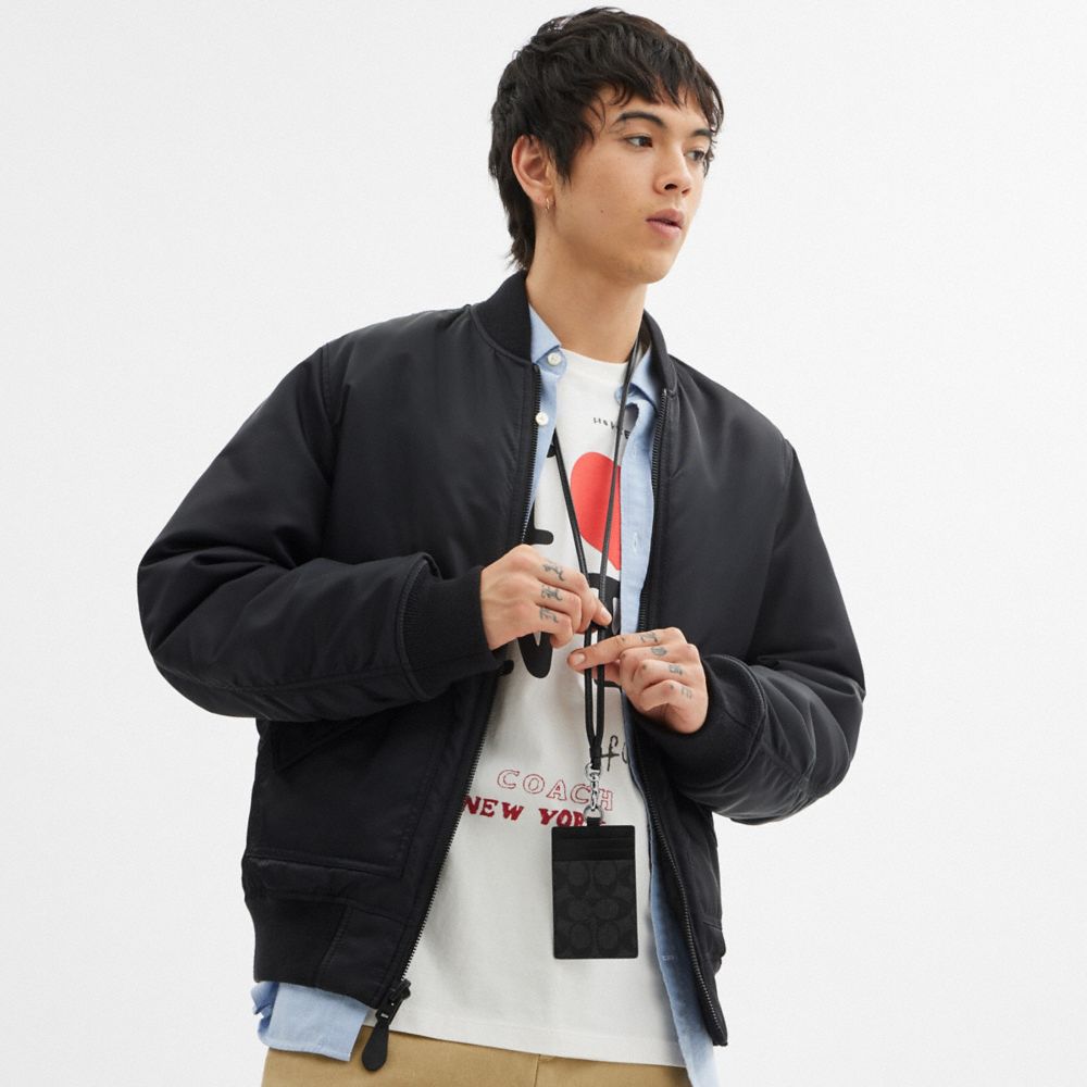 Coach Id Lanyard In Signature Denim In Charcoal