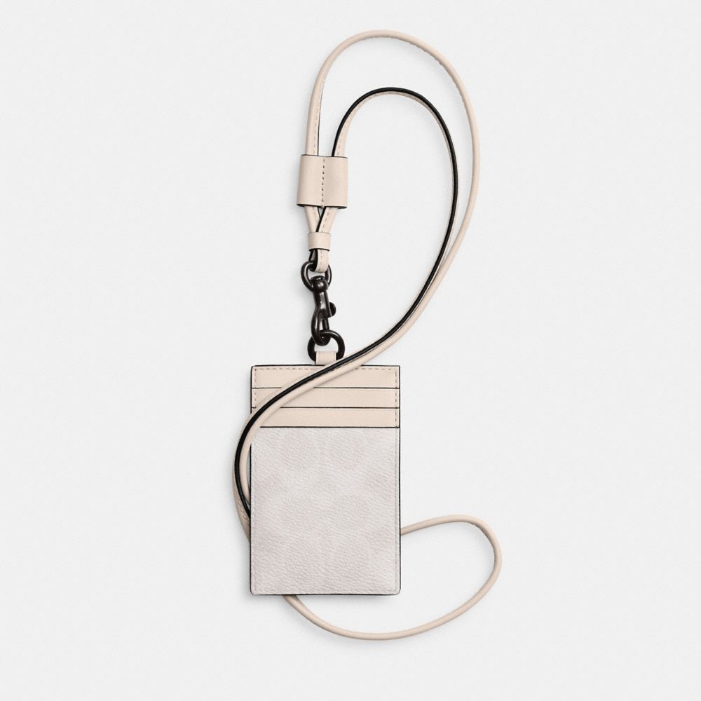 Coach Id Lanyard In Signature Denim In Chalk/white