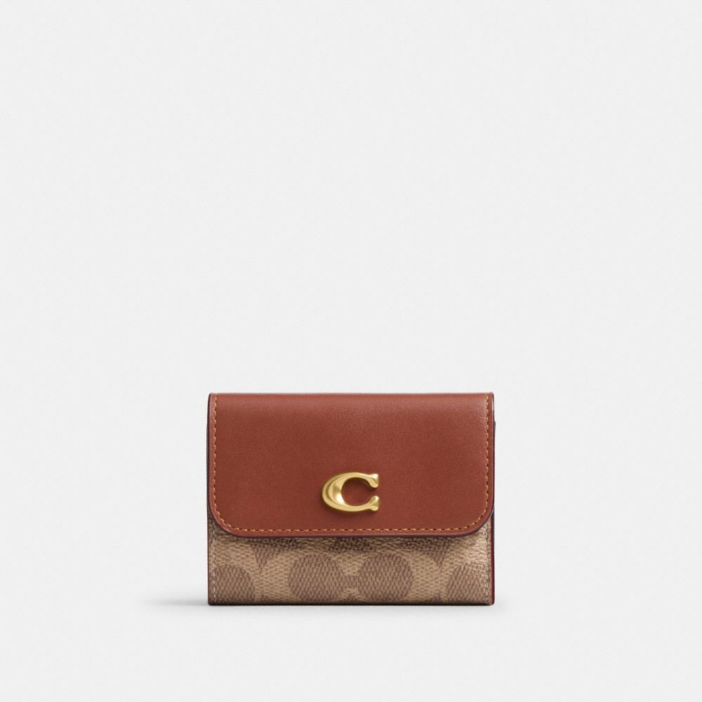 COACH®,Essential Card Holder Wallet In Signature Canvas,,Front View