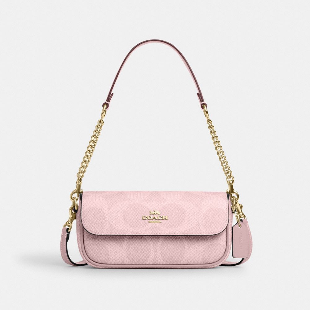 COACH®,ヘイリー フラップ バッグ・シグネチャー キャンバス,ミニバッグ&お財布ショルダー,ﾊﾟｳﾀﾞｰ ﾋﾟﾝｸ